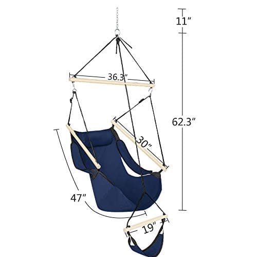 ONCLOUD Upgraded Unique Hammock Hanging Sky Chair, Air Deluxe Swing Seat with Rope (Navy Blue)