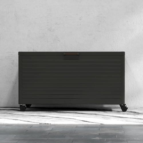 134 Gallon Large Outdoor Deck Box with Wheels, Storage Box with Lid for Patio Furniture, Garden Tools, Outdoor Cushion, Charcoal