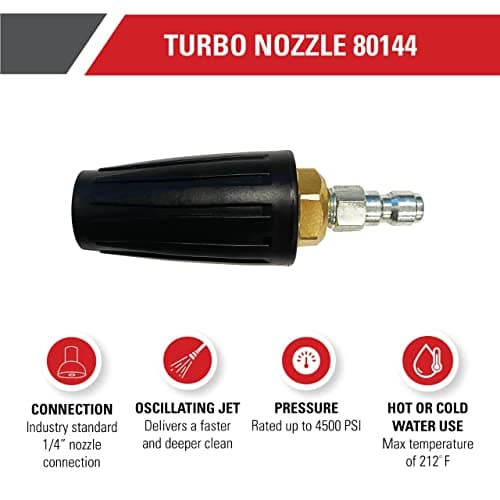 SIMPSON Cleaning 80144 4500 PSI Universal Turbo Pressure Washer Nozzle, 1/4-Inch Quick Connect, Hot- or Cold-Water Use