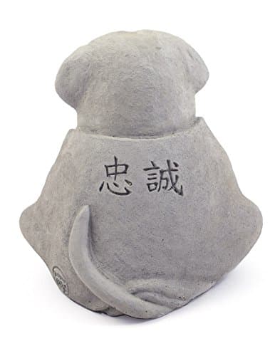 Modern Artisans Meditating Dog - Cast Stone Garden Sculpture : Large Size, Grey Stone Finish
