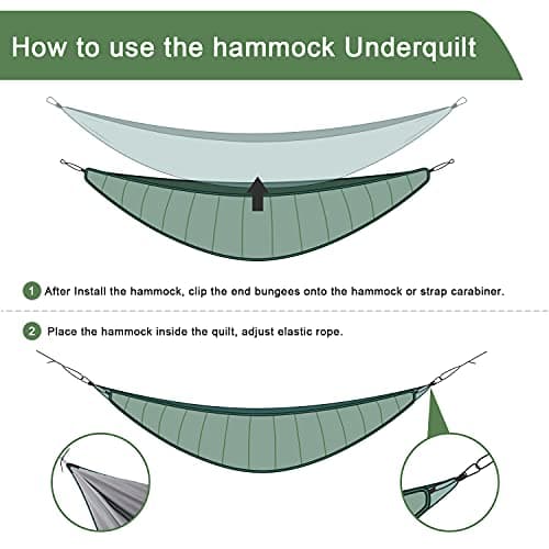G4Free Hammock Underquilt for Single & Double Camping Hammocks, Lightweight Portable Top Warm 4 Season Winter Under Quilt for Outdoor Camping Hiking Backpacking
