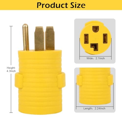 AQQHSAIN NEMA 14-50P to 14-30R Compact Adapter, 4 Prong 50 Amp Male Plug to 30 Amp Female Receptacle 120V/240V RV to Dryer Adapter Power Cord Connector for Welder EV Generator Camper Travel