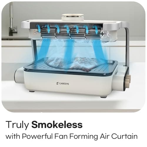 Smokeless Double Care Grill, Electric Indoor Tabletop Grill, Dual Heating, Fast Grilling, Portable, Nonstick, Adjustable Temperature, Ideal for K-BBQ
