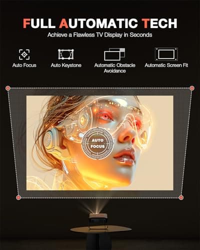 【360°Adjustable Stand & Auto Focus/Keystone】Mini Projector with WiFi and Bluetooth, Native 1080P Portable Outdoor Movie Projector, VOPLLS Home Projector 4K Support for HDMI/USB/AV/Phone/Laptop