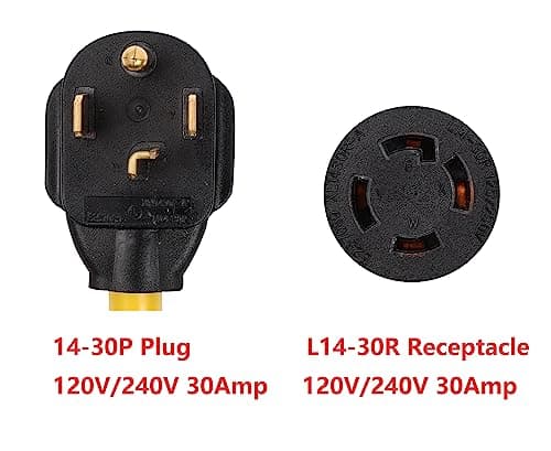ONETAK NEMA 14-30P to L14-30R 120V/240V 30 Amp 4 Prong Male Plug to Twist Lock 4 Prong Female Outlet Receptacle Welder Generator Dryer EV Charger Power Cord Adapter Adaptor
