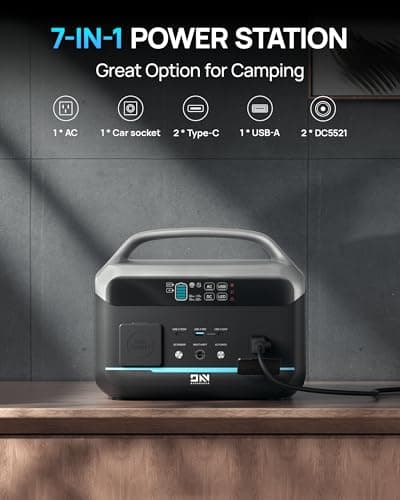 Portable Power Station 600W(Surge 1200W), 576Wh LiFePO4 Battery, <10 MS UPS/ 1 Hour Fast Charging, 100W USB-C Output, Solar Generator for Home Backup, Camping & RVs, Off-grid Power Outage, CPAP