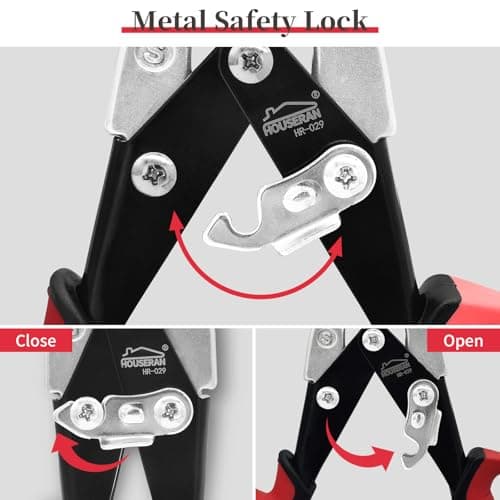 Aviation Snips, 10 Inch Tin Snips, Straight Cut, Heavy Duty Sheet Metal Cutter with Safety Lock and Non-slip Handle, CR-V Steel Sharp Teeth, Shears Scissors for Cutting Metal Sheet