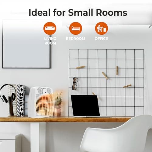 Comfort Zone Indoor Space Heater with Adjustable Thermostat, Fan Forced, Electric, Overheat Protection, Safety Tip-Over Switch, Energy Efficient, Ideal for Home, Bedroom, & Office, 1,500W, CZ45E