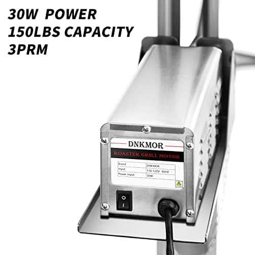 Rotisserie Grill Stainless Steel Charcoal Spit Roaster, 62" Pig Lamb Hooded Roaster Charcoal Spit with 30W Motor & Adjustable Height Lockable Casters for Outdoor Party Barbecue, Rated 150 LB By DNKMOR