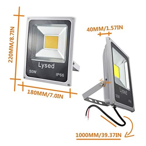 50W 12V LED Flood Light Warm White, DC 12V-60V Low Voltage Flood Lights Security Light for Garden, Wall, Super Bright Work Lights for Tree, Yard, Boat, House, IP66 Waterproof 2 Pack