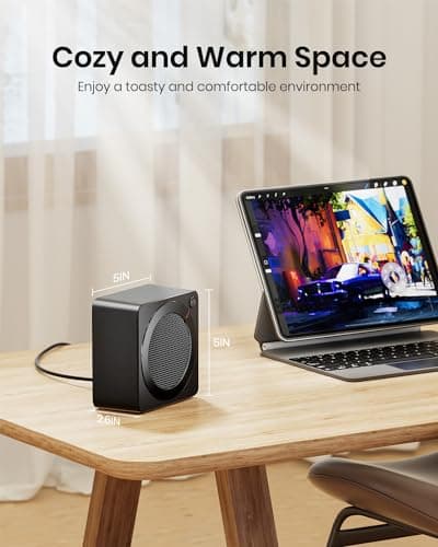 Gaiatop Mini Space Heater, Lightweight PTC Ceramic Fast Heating 500W Energy Efficient for Indoor Use, Overheating & 45° Tip-Over Protection, Portable Desk Electric Heaters for Office Home Black