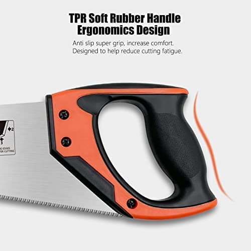 14 Inch Hand Saw, Heavy Duty Wood Saw with Ergonomical Handle Rust-proof Handsaw for Sawing Pruning Gardening Wood Plastic and Drywall (orange)