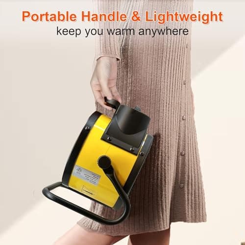 Electric Patio Heater - Greenhouse Fan Heater Portable Space Heater, Adjustable Thermostat, for Greenhouse, Garage, Office, Workplace, PTC Fast Heating, Electric Ceramic Heaters,Metal Base