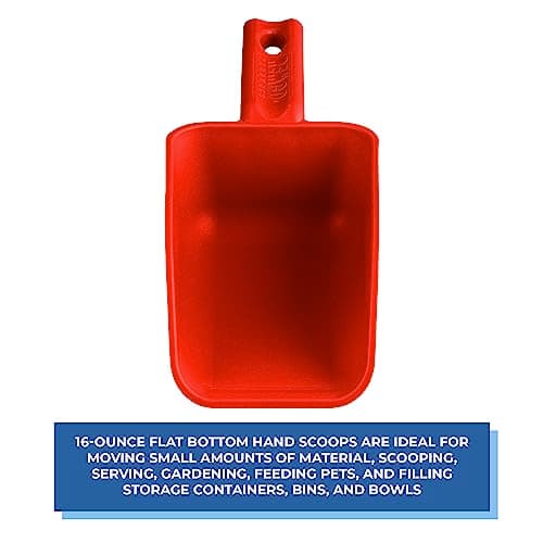 Vikan Remco 63004 Color-Coded Plastic Hand Scoop - BPA-Free Food-Safe Kitchen Utensils, Restaurant and Food Service Supplies, 16 oz, Red
