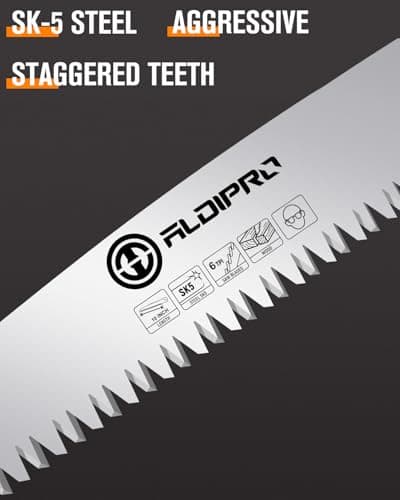 Folding Pruning Saw 10 Inch with Leather Sheath and Wenge Wooden Handle, SK5 Steel Blade, Foldable Hand Saw for Camping, Survival, Wood Cutting, Bushcraft and Tree Trimming