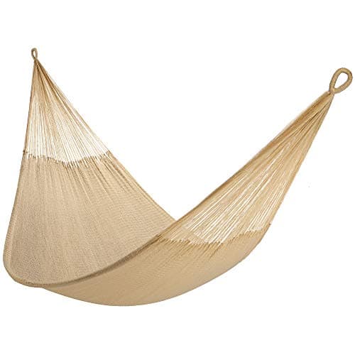 Handwoven Hammock by Yellow Leaf Hammocks - Double Size, Fits 1-2 PPL, 400lb max - Weathersafe, Super Strong, Easy to Hang, Ultra Soft, Artisan Made - Color: Natural Khaki