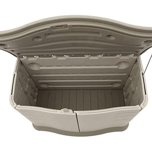 Rubbermaid Small Horizontal Resin Outdoor Storage Shed With Floor (4.5 x 3 Ft) Weather Resistant, Beige/Brown, Organization for Home/Backyard/Pool Chemicals/Toys/Garden Tools/Porch/Patio Cushions