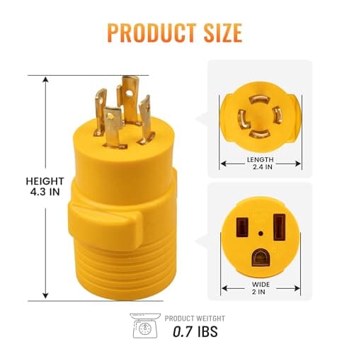 MECMO NEMA L14-30P to 6-50R Generator to Welder Adapter Plug, 30 Amp to 50 Amp Twist Locking Generator 4 Prong Male Plug to 3 Prong 240V Welder Outlet for Welder Welding Generator Adaptor Connector