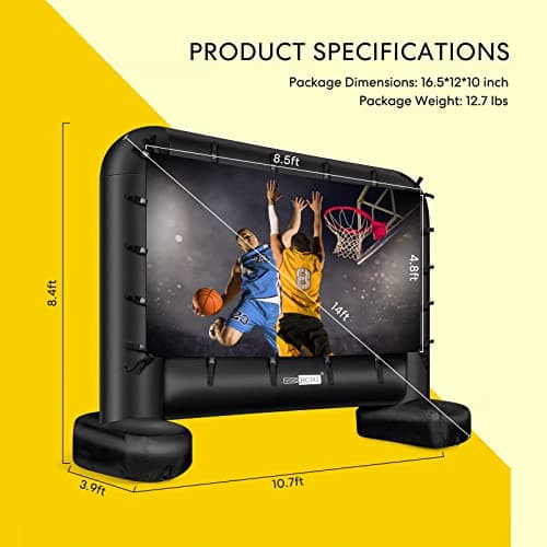 VIVOHOME 14 FT Inflatable Projector Screen for Outside, Blow Up Movie Screen Outdoor Use, Mega Large TV Screen with Carry Bag for Backyard, Tube Leg Support