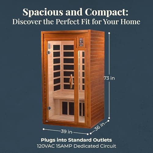 DYNAMIC SAUNAS 2-Person Home Sauna with Infrared Lighting and Integrated Speakers, Barcelona - Personal Indoor Luxury Spa for House and Gym