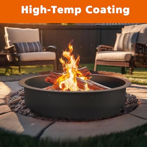 OUSHENG Fire Pit Ring Outdoor, 46 Inch Outer 43 Inch Inner Round Wood Burning Firepit Accessories, DIY Metal Steel Liner Insert for Bonfire Outside Camping Above or In Ground