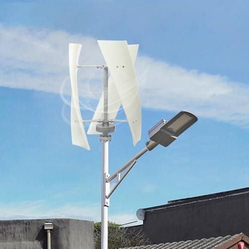 Wind Turbine, 500W Vertical Axis Wind Turbine Generator Home Windmill Kit Hybrid Wind System with Controller for Home, Business, Industrial Energy Supply (500W 12V White)
