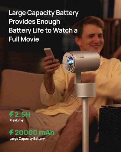 XGIMI MoGo 3 Pro NEW Outdoor Projector with PowerBase Stand, 2.5hrs Battery, Google TV with Licensed Netflix, Build-in Adjustable Stand, 450 ISO Lumens, ISA 2.0, 2 x 5W Harman Kardon