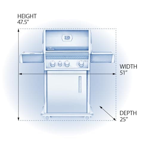 Napoleon - Rogue 425 Natural Gas Grill with Range Side Burner, Black, 3 Stainless Steel Main Burners