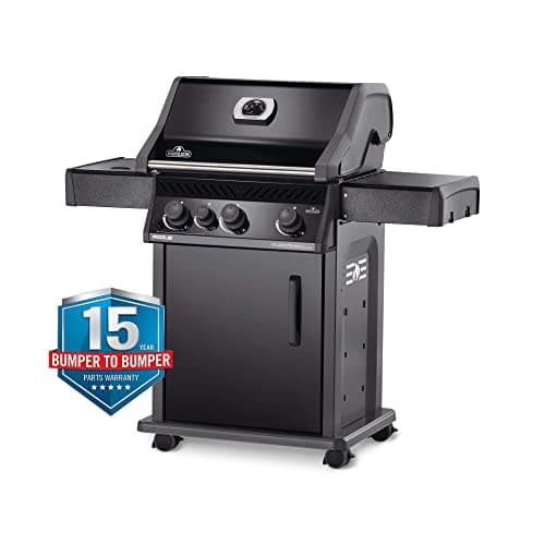 Napoleon - Rogue 425 Natural Gas Grill with Range Side Burner, Black, 3 Stainless Steel Main Burners