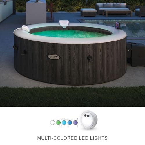 Intex PureSpa Battery Powered Submersible Multi-Colored LED Light PureSpa Models with White, Green, Teal, Blue, and Purple Lights
