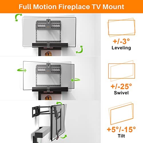 Fireplace Pull Down TV Mount Over Fireplace with Height Adjust for Most 43" - 80" TVs, Max VESA 600x400mm, up to 80lbs, Above Fireplaces TV Mount