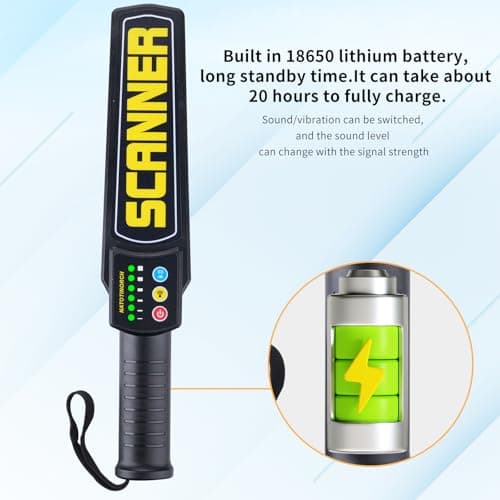 Handheld Metal Detector Wand Rechargeable, Security Wand, for Safety Inspection, Scanning All Metal Products (with Built-in Battery)