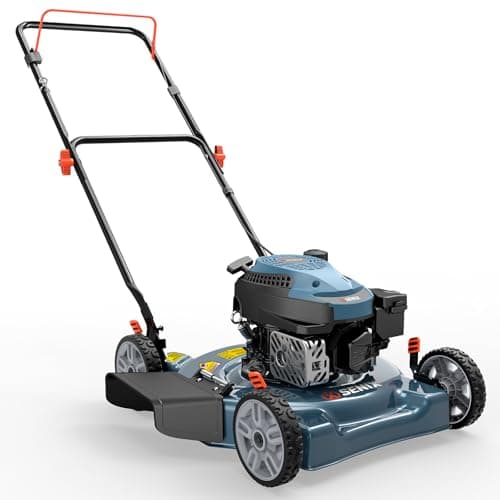 Senix 144 cc Gas Lawn Mower, 20 inch 2-in-1 Push Mower with Mulching and Side Discharge, 4-Cycle Engine, 5 Position Cutting Height Adjustment for Lawn, Yard and Garden (LSPG-L5)