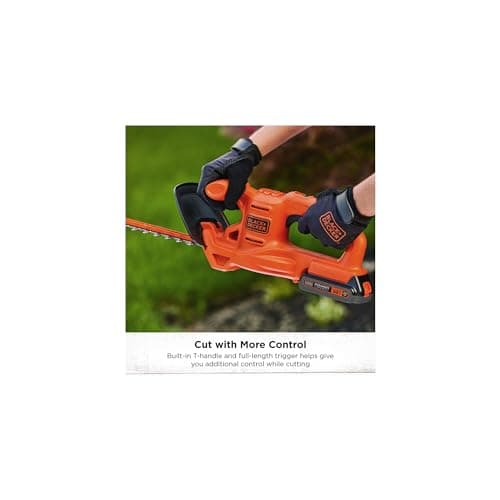 BLACK+DECKER 20V MAX Hedge Trimmer, Cordless, 18 inch Blade, Reduced Vibration, Battery and Charger Included (LHT218C1)