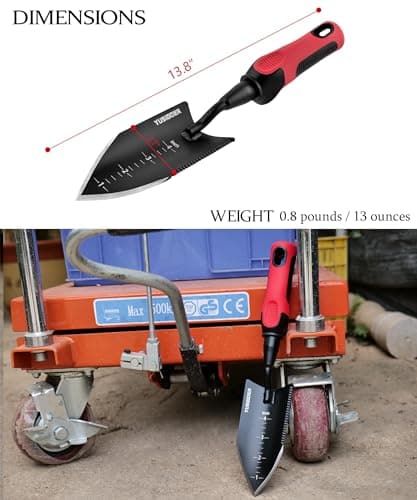 Stainless Steel Garden Hand Tools - Heavy-Duty Garden Planting Trowel, Weeding Shovel - Red Handle