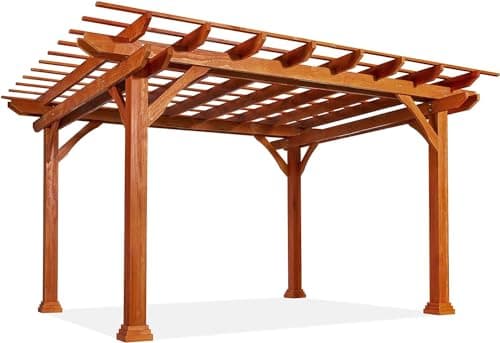 U-MAX Wood Pergola 12'x10' Wood Gazebo with Durability, Stability, Structure, Snow and Wind Supported,Mirador Outdoor Pergola for Patio Deck Garden Backyard and Patio