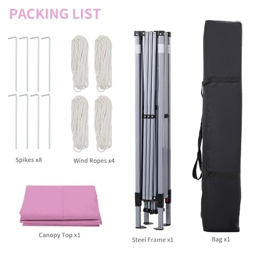 GDY 10'x10' Pop Up Canopy Tent, Outdoor Canopy Tent, Commercial Instant Gazebos, Portable Shelter Canopies, for Patio/Outdoor/Wedding Parties and Events,(Pink).
