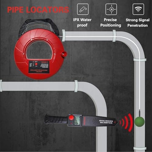 Pipe Locators, Water Pipe Blockage Detector for PVC/Plastic/Metal Underground Pipeline Blocking Clogging Finder Sewer Wall Scanner Plumbing Tools 40M (40)