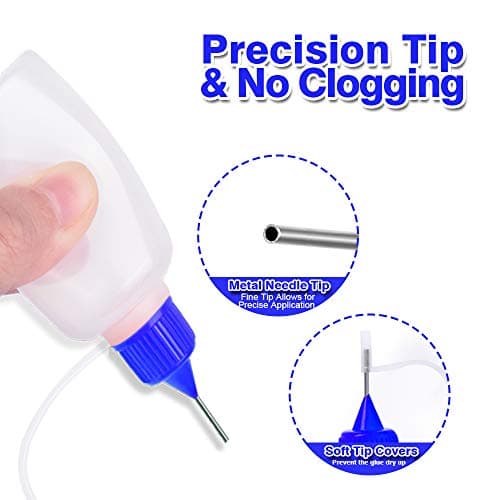 12pcs Precision Tip Applicator Bottles with 5 Mini Funnels, YGDZ 30ml Needle Tip Squeeze Glue Bottles for Paint Quilling Craft, 6 Colors
