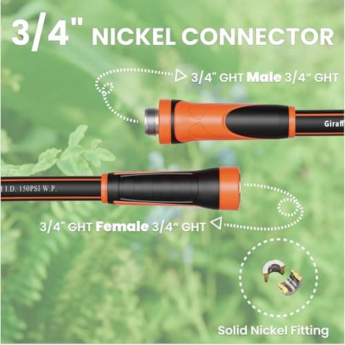 Giraffe Tools Garden Hose 100ft x 5/8", Water Hose Heavy Duty, Flexible, Lightweight Hybrid Hose with Swivel Handle, Male to Female Fittings, Burst 600 PSI