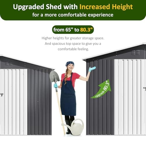 10x12 FT Outdoor Storage Shed, Metal Garden Tool Shed with Updated Frame Structure and Lockable Doors, Ideal for Garden Backyard Patio Lawn, Grey