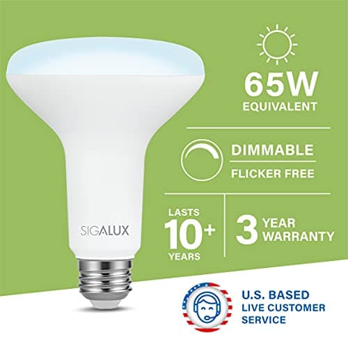 Sigalux LED Flood Lights Indoor, BR30 LED Bulb 65W Equivalent, Dimmable Recessed Light Bulb 650LM 5000K Daylight Can Light Bulbs, E26 Base Bulged Bulbs UL Listed, 6 Pack