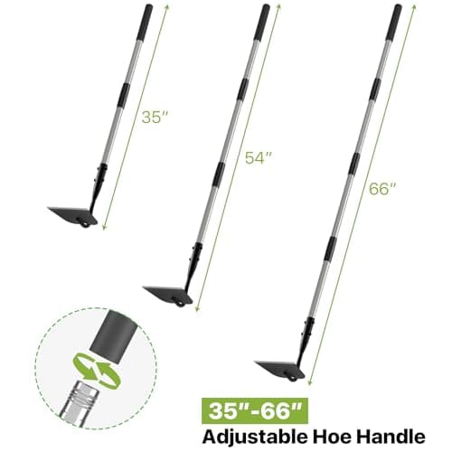 Draw Hoe Garden Tool, Heavy Duty Garden Hoes for Weeding Long Handle, Easy Stand Up Scraping Weeder Tool for Garden, 5.5 FT Adjustable Weed Hoe with 6-inch Wide Welded Blade