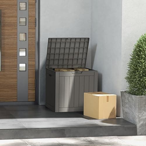 Deck Box, Waterproof Weatherproof and UV Resistant Resin Storage Bin with Lockable Lid, Ideal for, Outdoor, Patio Furniture Cushions, Pool Supplies, Garden Tools (31 Gallon, Grey)