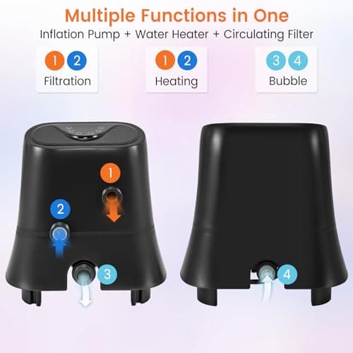 GYMAX Hot Tub Heater Pump, 1350W Electric Control Machine with Thermostatic Heating, Soothing Bubble Massage, Filtration System, LED Touch Panel & Freeze Protection, Inflatable SPA Pool Pump