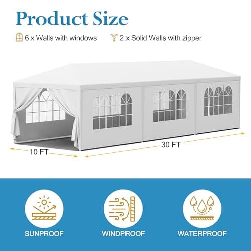 F2C Outdoor Gazebo White Canopy with sidewalls Party Wedding Tent Cater Events Pavilion Beach BBQ Event
