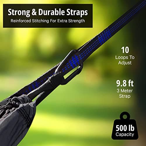 Vigel Camping Hammock - XL Double Hammock 500 Lb Capacity - Nylon - 2 Person Portable Tree Hammock - Camping Accessories for Outdoor, Travel, Hiking