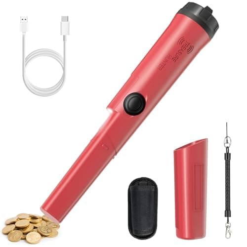 Rechargeable Metal Detector Pinpointer for Adults & Kids, Fully Waterproof Handheld Metal Detector Wand for Underwater, Portable Small Gold Detector Tool with LED Light and Adjustable Sensitivity