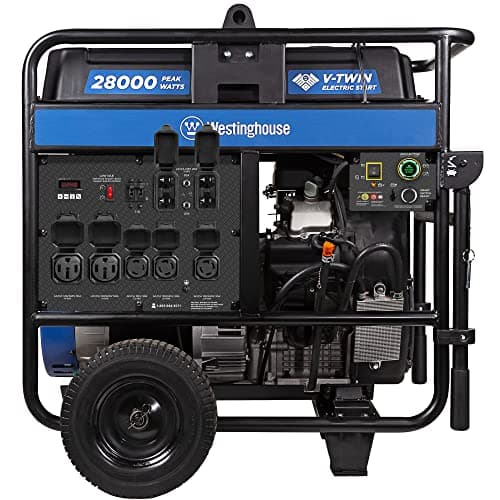 Westinghouse 28000 Peak Watt Home Backup Portable Generator, Remote Electric Start with Auto Choke, Transfer Switch Ready 30A & 50A Outlets, Gas Powered, CO Sensor,Blue