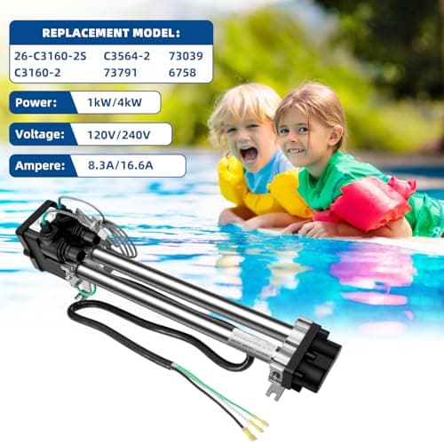 Hot Tub Heater 26-C3160-2S Replace 1995+ Hot Spring Spa Heater Watkins Tiger River No Fault Bathtub Heater 73791 C3160-2 C3564-2 73039 Hot Tub Parts 1kW/4kW 120V/240V 8.3A/16.6A